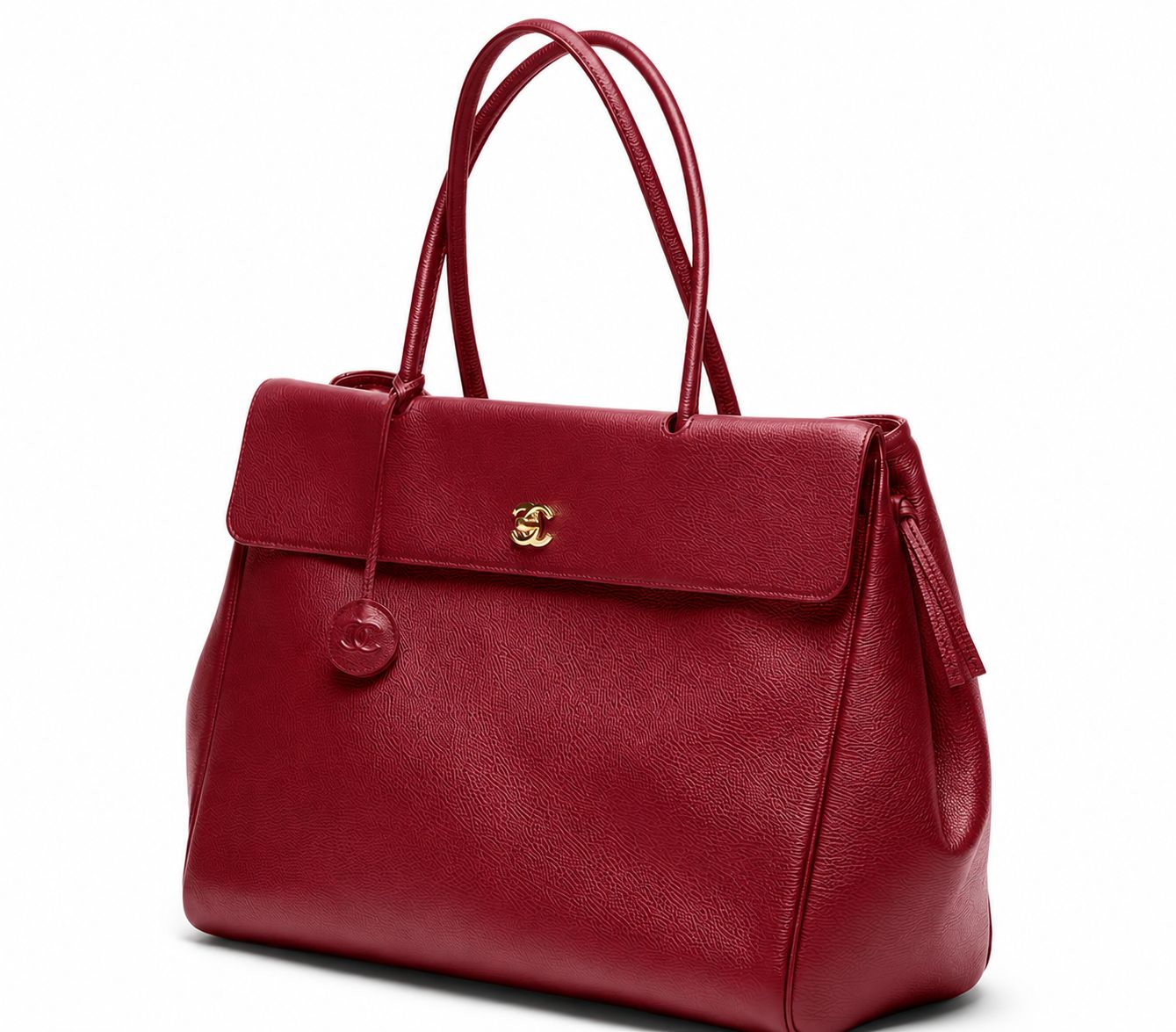 CHANEL  Vintage Grained Calfskin Executive Cerf Tote Bag with Gold Hardware