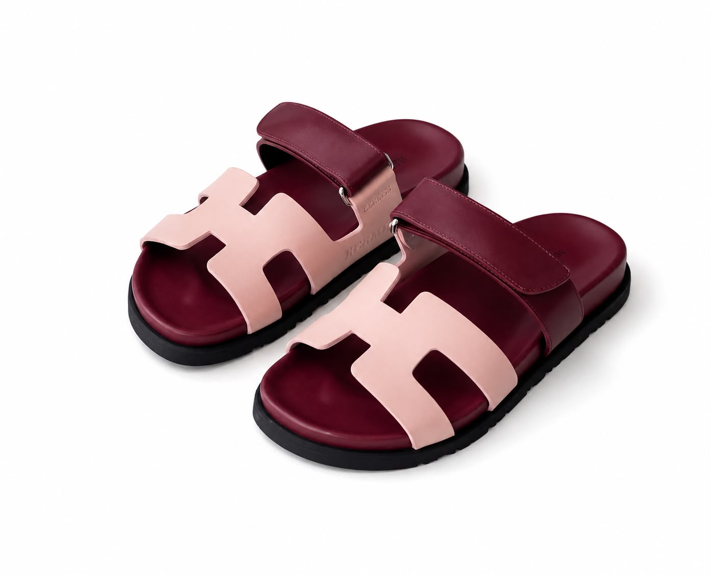 Hermès Chypre sandal, specifically a two-tone leather version